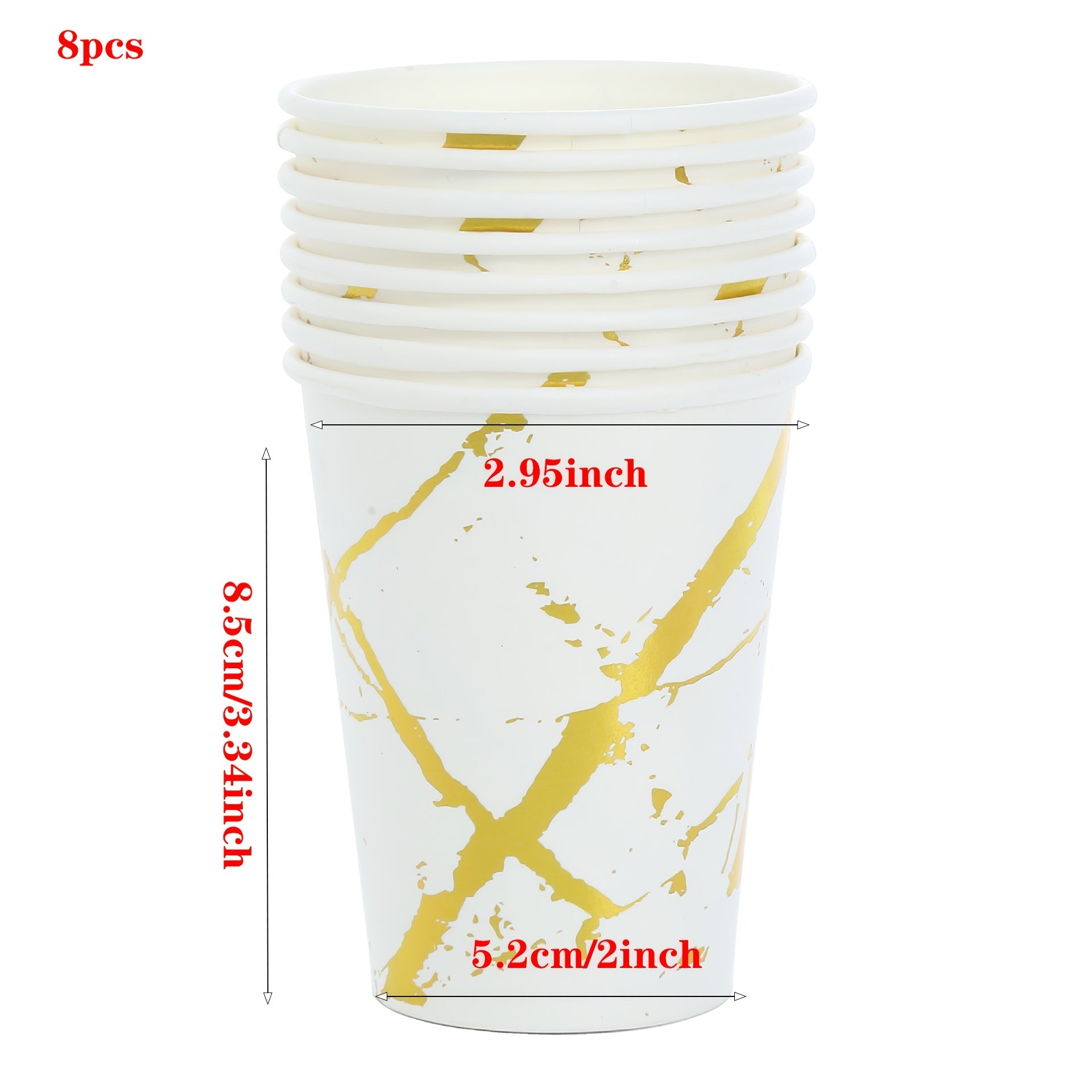 Marble Disposable Paper Plates with Golden Foil - 8/16pcs Set