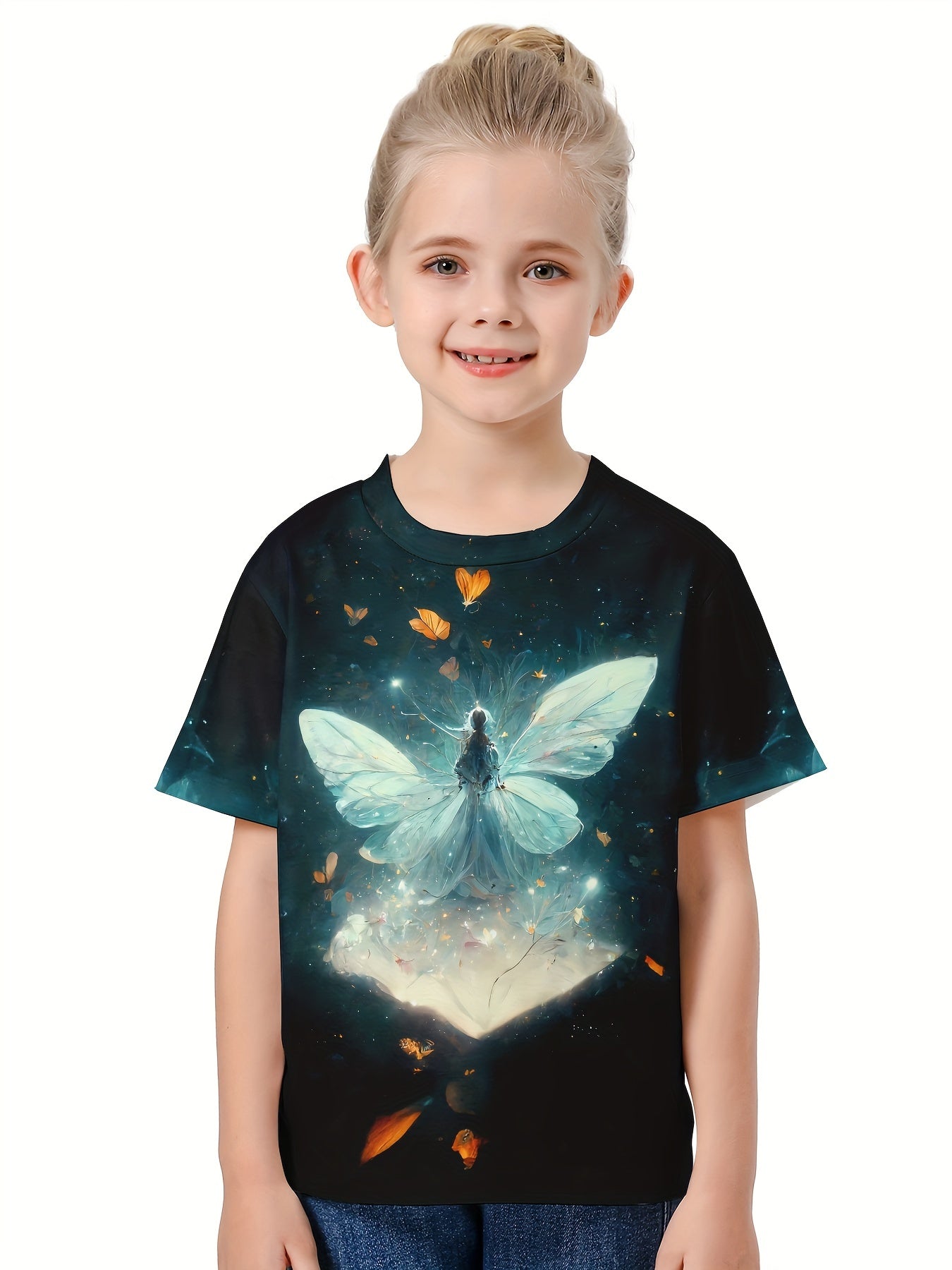 3D Butterfly Fairy Graphic Short Sleeve T Shirt for Girls Boys