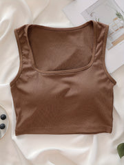 Ribbed Tank Top Sleeveless Padded Top for Women