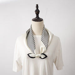 70cm Geometric Stripe Print Square Scarf Neckerchief Bandana Satin Head Scarf