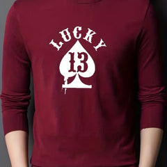 Lucky Spades 13 Men's Knit Sweater Warm Crew Neck Pullover