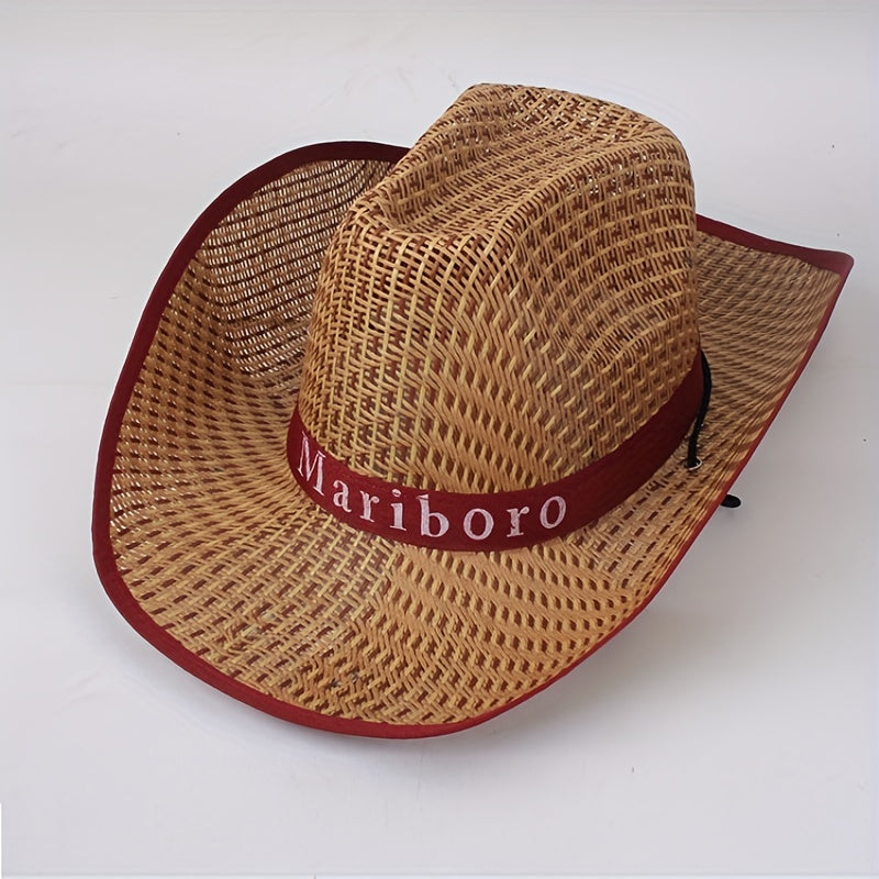 Unisex Western Cowboy Straw Hat Boho Summer Beach Hat