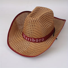 Unisex Western Cowboy Straw Hat Boho Summer Beach Hat