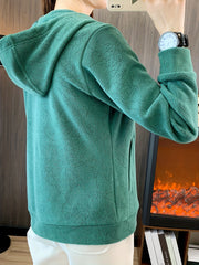 Hooded Jacket Plush Lined Sports Coat Women's Activewear