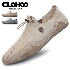 CLOHOO Men's Slip On Shoes Khaki Grey