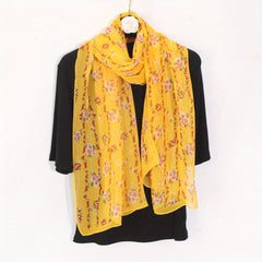 Vintage Floral Pattern Yarn Scarf Lightweight Breathable Shawl
