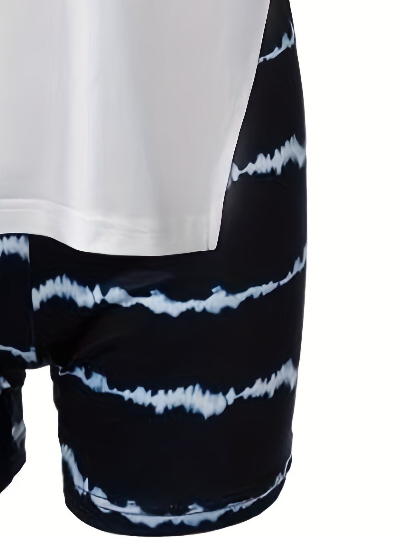 Tie Dye Striped Two piece Set Short Sleeve Split T shirt & High Waist Shorts
