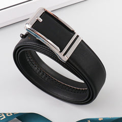 Men's Auto Buckle Lychee Pattern PU Belt Accessories