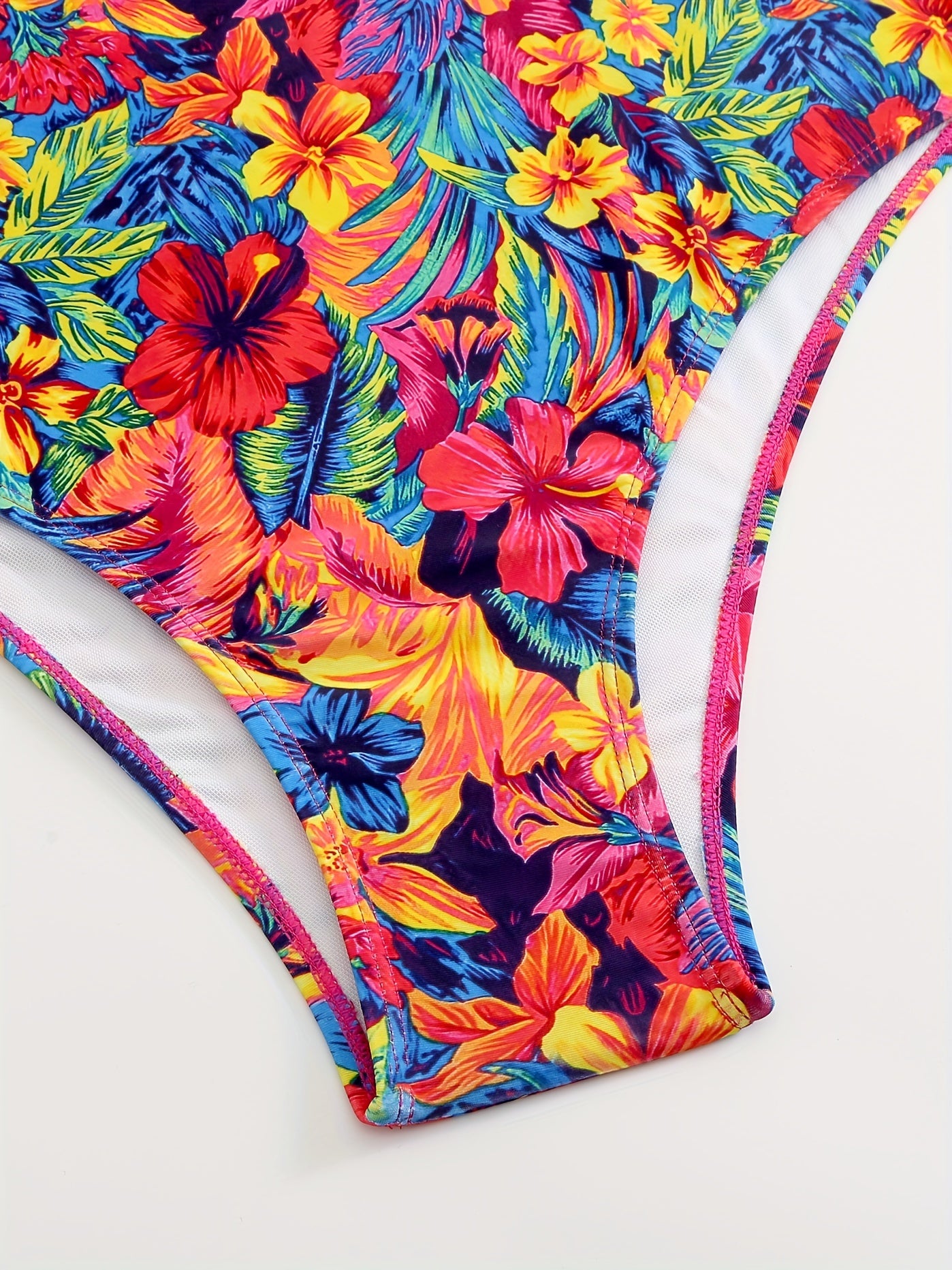 Floral Print One Piece Bikini Plus Size Boho Swimsuit
