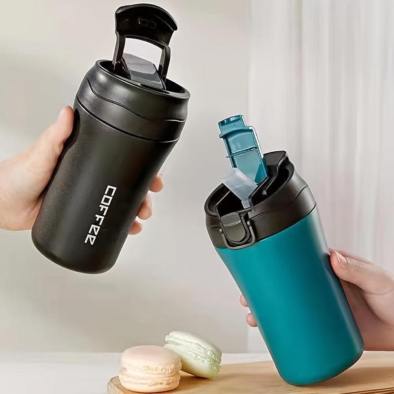 400ml Stainless Steel Water Bottle Portable Leakproof Flip Top Cup