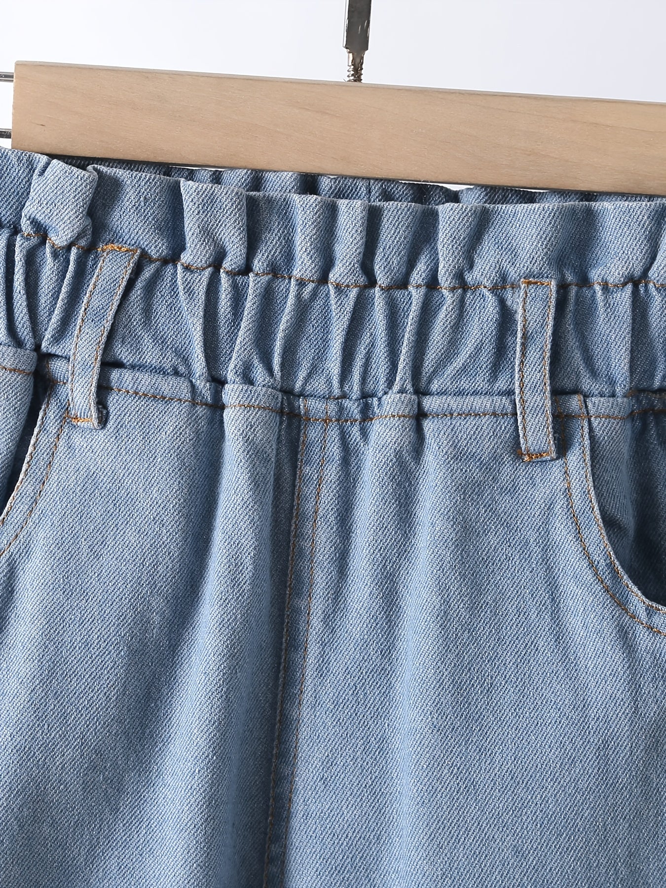 Toddler Girls Cartoon Paperbag Waist Jeans Kids Spring Summer Casual