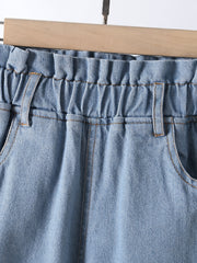 Toddler Girls Cartoon Paperbag Waist Jeans Kids Spring Summer Casual