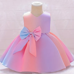 Toddler Girls Sleeveless Bow Princess Gown Dress for Party
