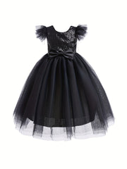 Girls Tulle Sleeves Princess Long Dress