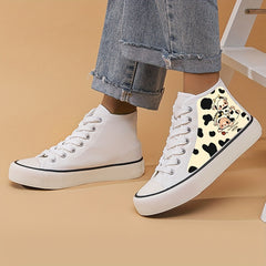 Girl's Bunny Pattern High Top Skate Shoes Non Slip Sneakers