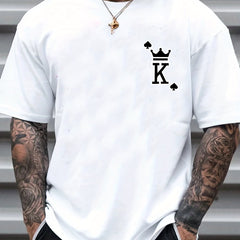 Crown Print Men's Graphic Crew Neck T-shirt - Casual Summer Tee