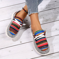 Women's Printed Canvas Lace-Up Loafers Casual Sneakers
