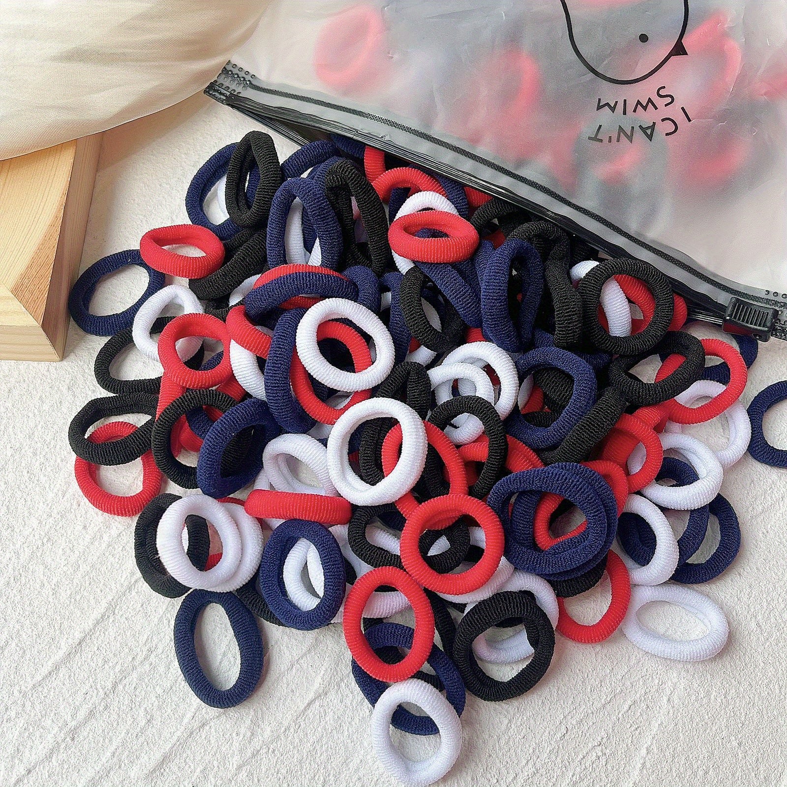 100pcs Solid Hair Tie Thick Rubber Band for Kids Girls Ponytail Holder Hair Tie