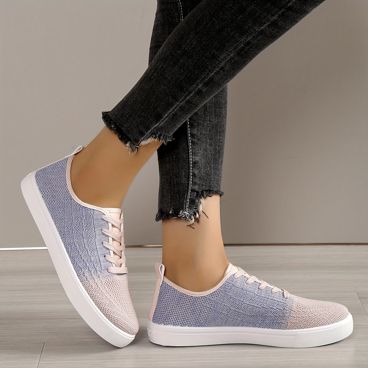 Women's Mesh Panel Slip On Sneakers Low Top Flat Shoes