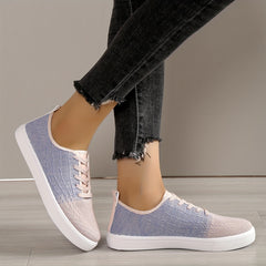 Women's Mesh Panel Slip On Sneakers Low Top Flat Shoes