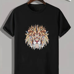 Lion Pattern Print Men's Sports T-shirt - Fitness Clothing for Men