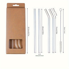 Transparent Glass Straws Set - 4 Straws 1 Brush