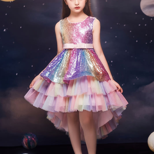 Sparkle Princess Dress High Low Tulle Tutu Gown for Girls