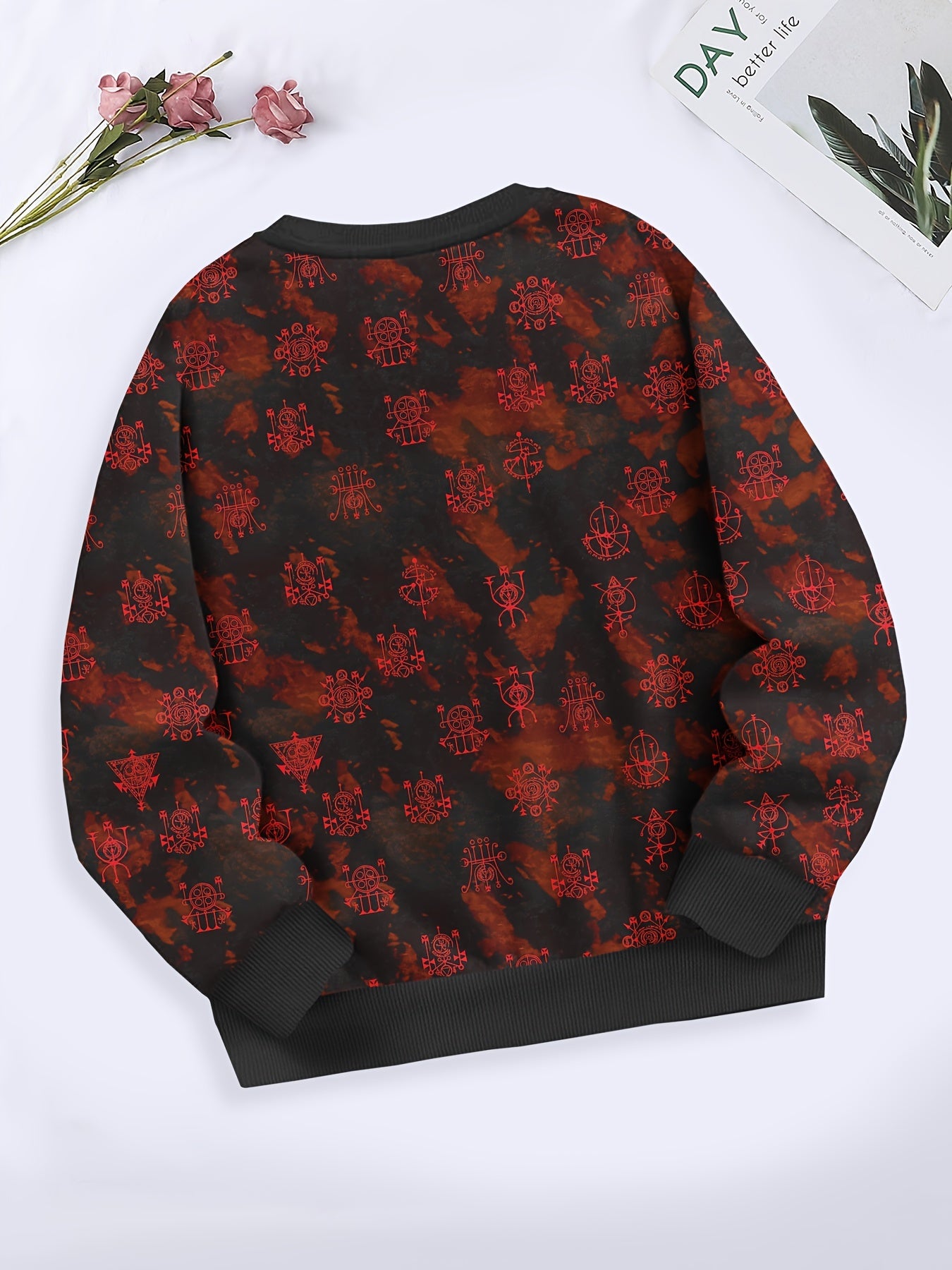 Girls Geometric Pattern Crew Neck Sweatshirt Spring Fall