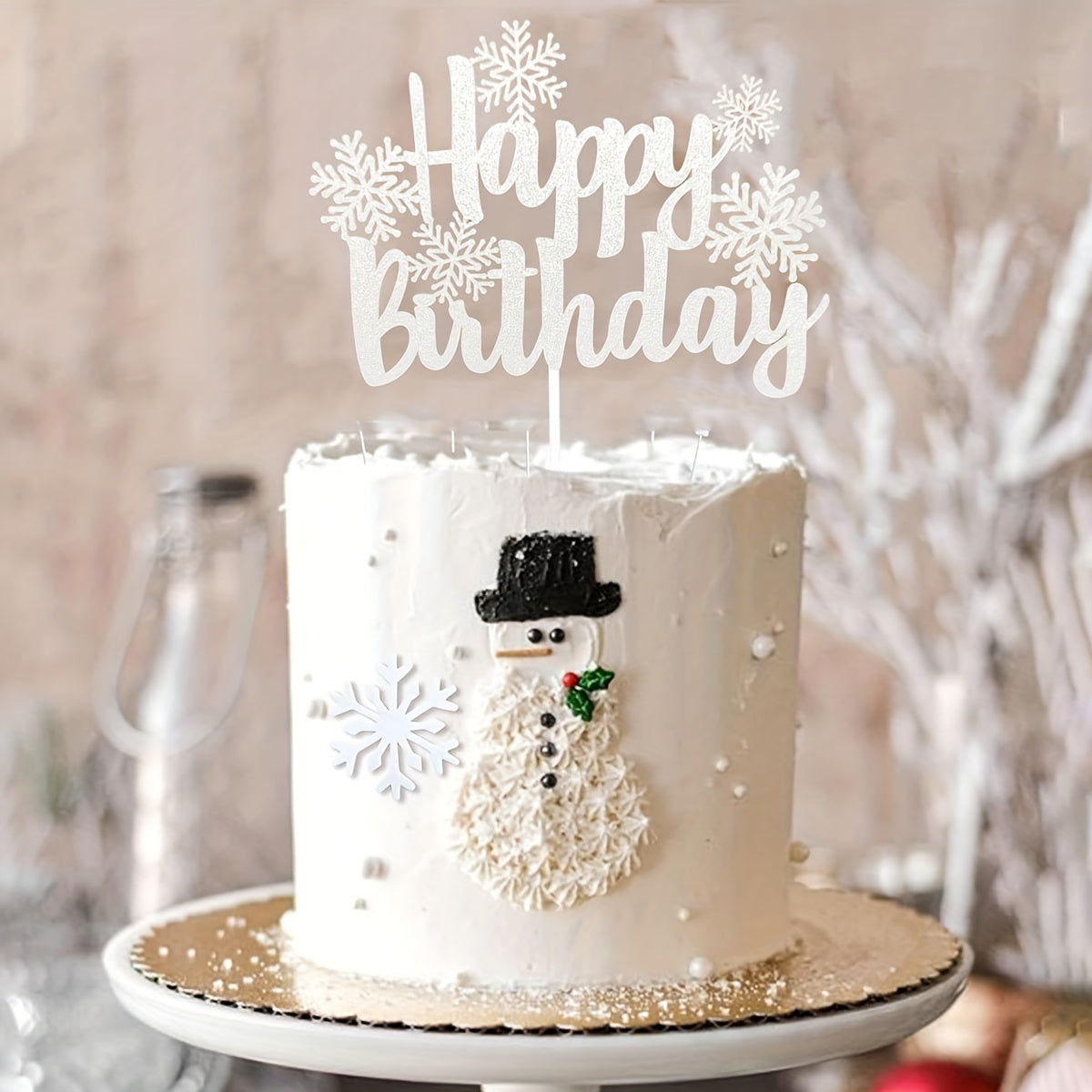 Snowflake Cake Decoration for Christmas & Birthday Parties