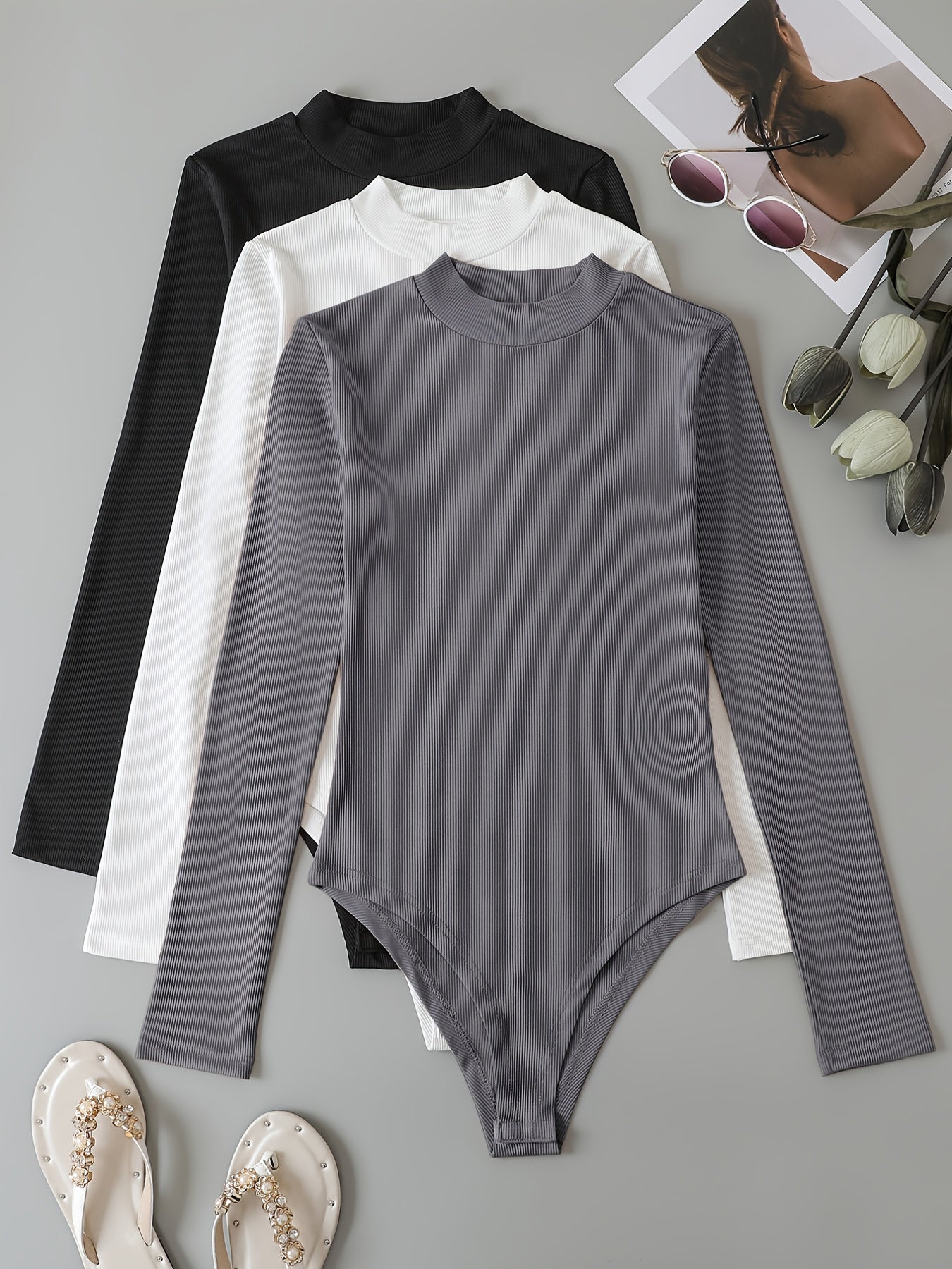 3 Pack Casual Crew Neck Bodysuits