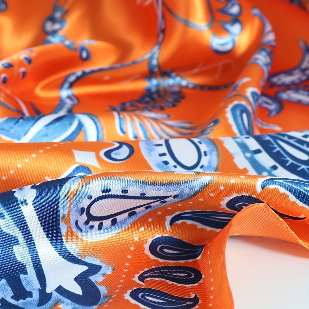 Paisley Print Square Scarf Classic Satin Bandana Vintage Neckerchief