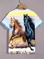 Men's Horse Graphic T Shirt 3D Digital Print Active Short Sleeve Tee