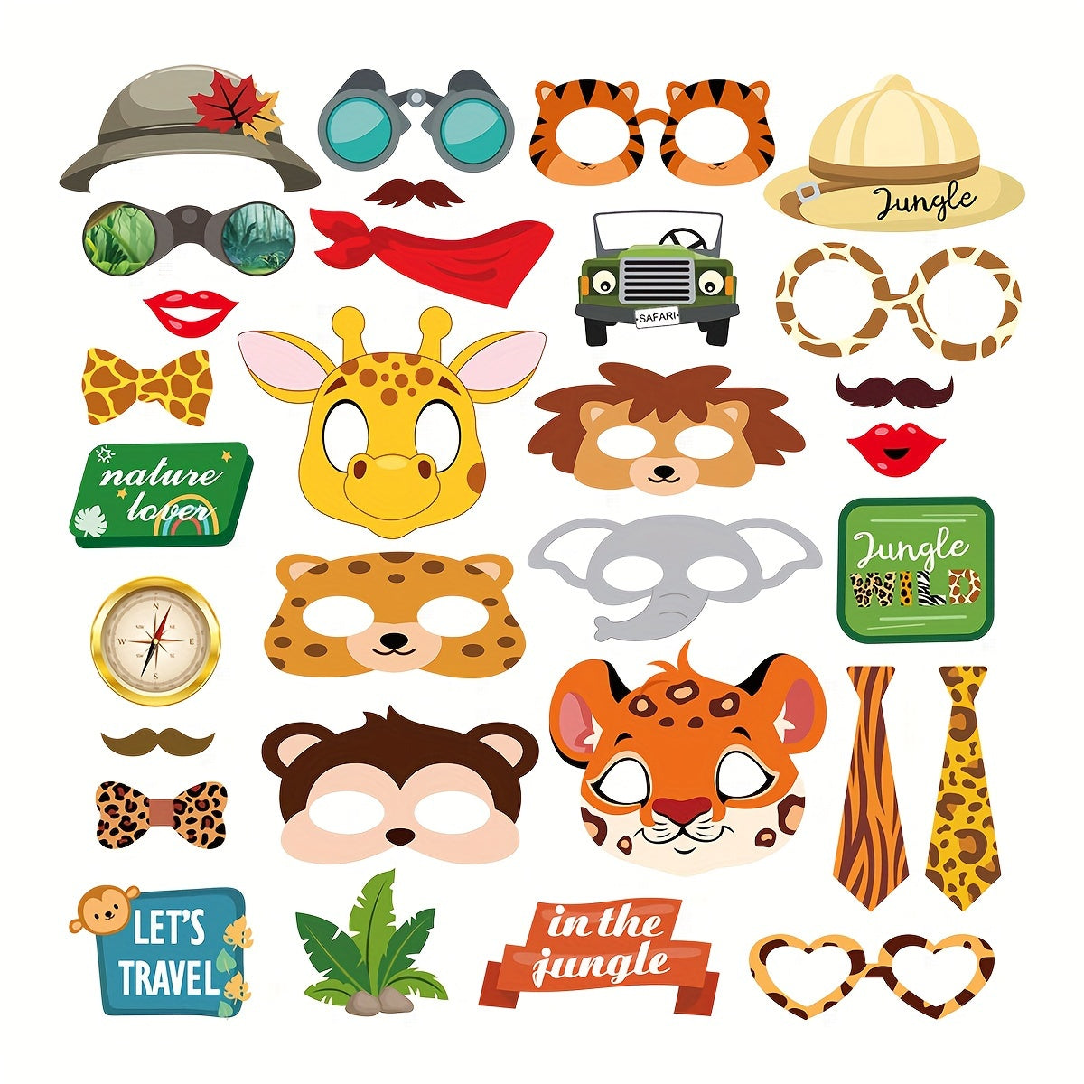 30pcs Jungle Theme Party Photo Props