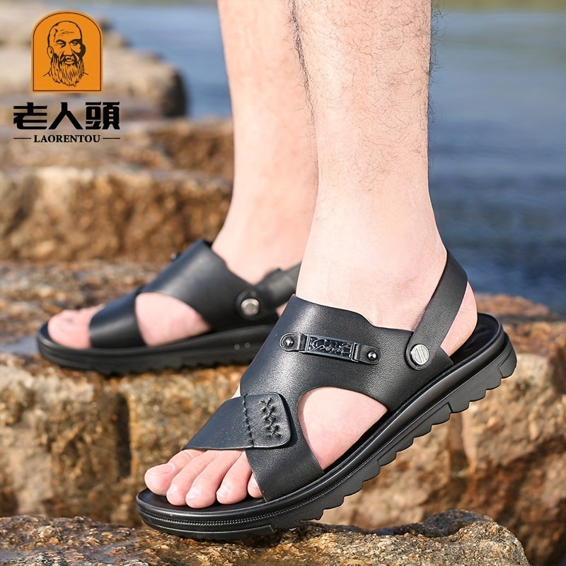 LAORENTOU Men's Faux Leather Non Slip Sandals