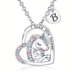 Heart Unicorn Pendant Necklace for Girls