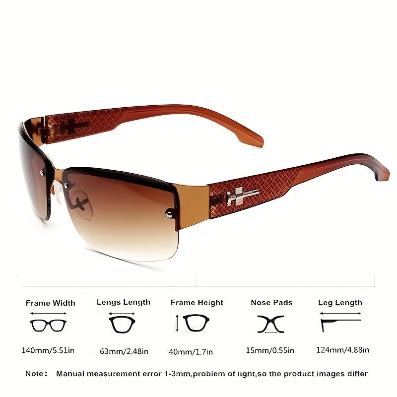 Semi Rimless Sunglasses Gradient Lens Rhinestone Decor Eyewear