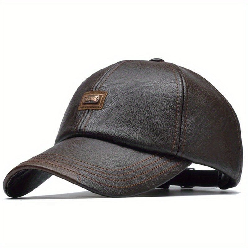 Men's PU Leather Baseball Cap Sun Hat