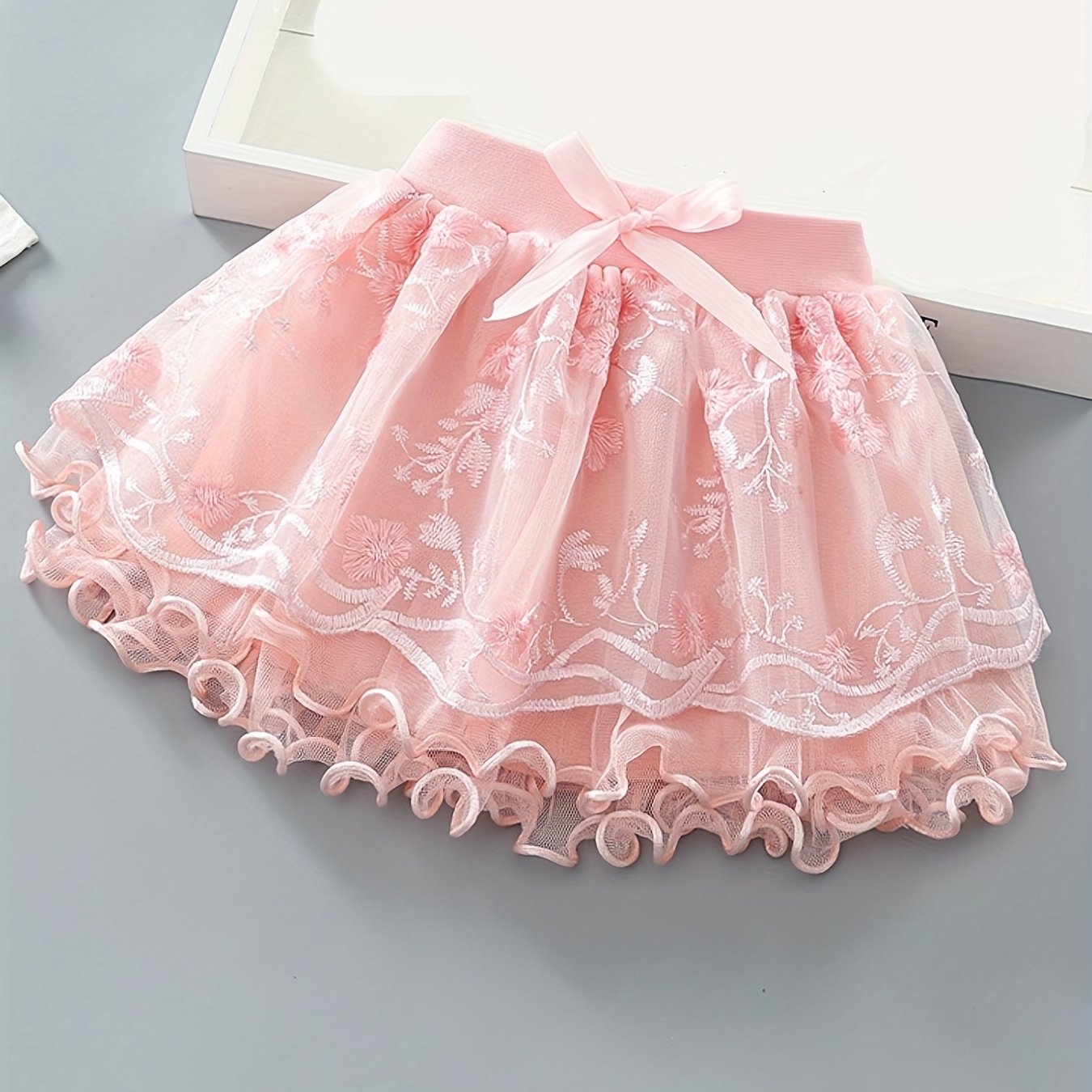 Girls Princess Bow Front Tulle Tutu Skirts Ballet Dance Party Skirt
