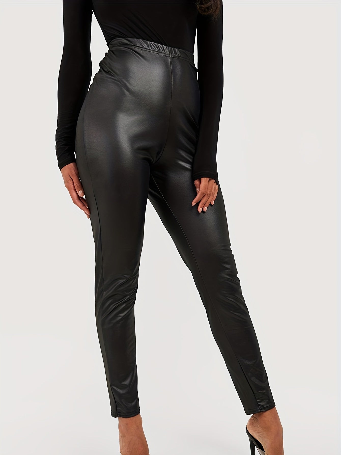 Sexy High Waisted Leggings Faux Leather Skinny Leggings Women's Clothing