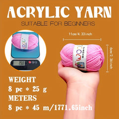 8pcs Acrylic Thread for Hand Crocheting Dolls Seat Cushions DIY Headwear