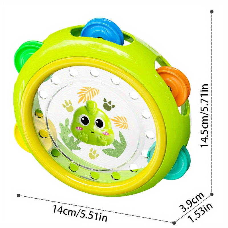 Kids Hand Tambourine Music & Grasp Training Toy for Motor Skills Green Yel