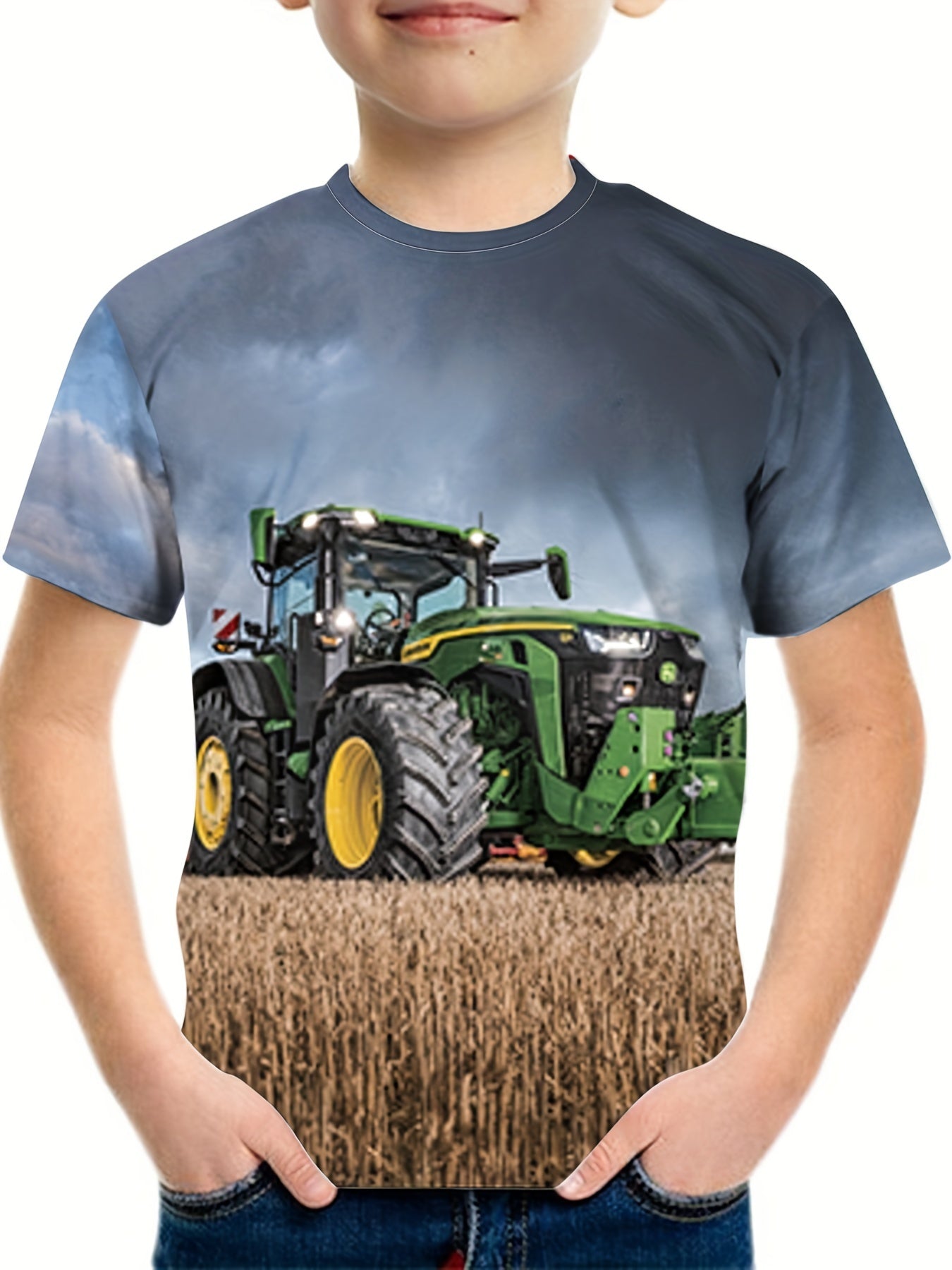 Youth Car Tractor 3D Print T Shirt Hip Hop Street Wear Tee