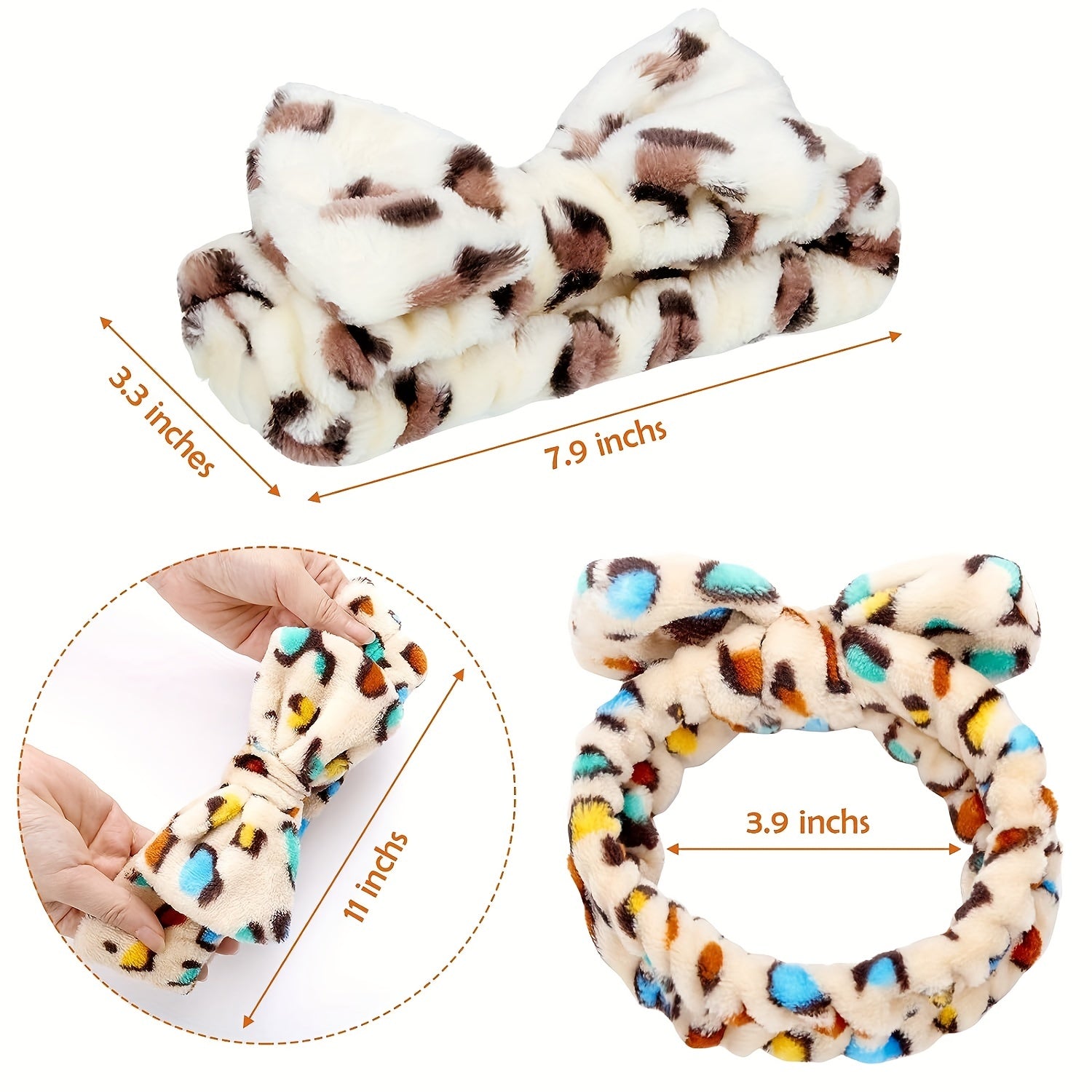 3PCS Spa Wash Face Headband Coral Fleece Hair Holder