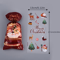 50pcs Christmas Gift Bags with Twist Ties Treat Bags for Snacks & Sweets