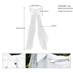 Short Wedding Bridal Veil Hair Bow Clip Bridal Bow Veil