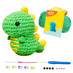 Green Dinosaur Crochet Kit For Beginners - DIY Knit