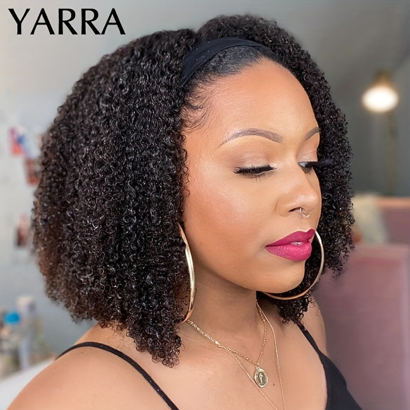 YARRA 180 Afro Kinky Curly Headband Wig Natural Human Hair Wig