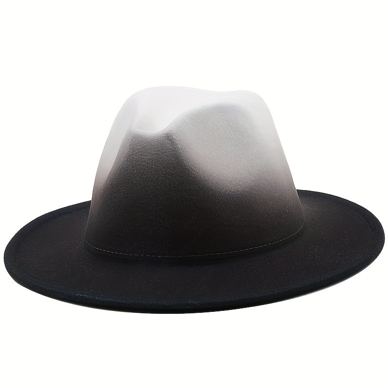 Gradient Wide Brim Fedora Hat For Sunshade