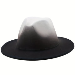Gradient Wide Brim Fedora Hat For Sunshade