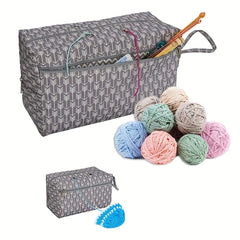 Yarn Storage Bag Crochet Organizer Bag With Dividers Gray